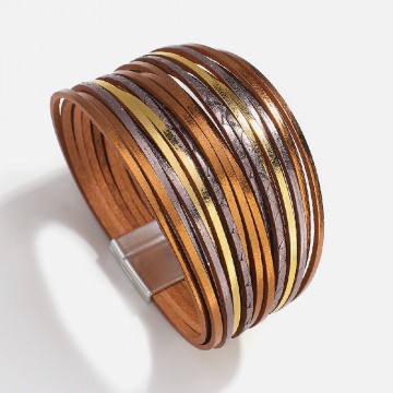 Brown and gold leather cuff