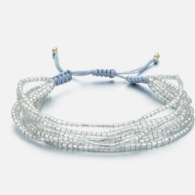 Armband aus silbernen Miyuki-Perlen