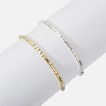 Bracelet macramé en perles argent et or