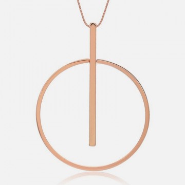 Collier sautoir minimaliste ligne et cercle or rose