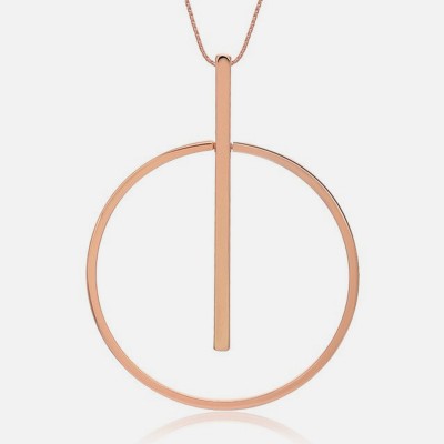 Collana lunga minimalista in oro rosa con linea e cerchio
