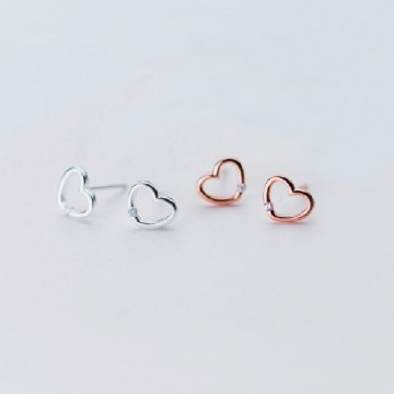Rose gold and silver zirconia heart earrings 2