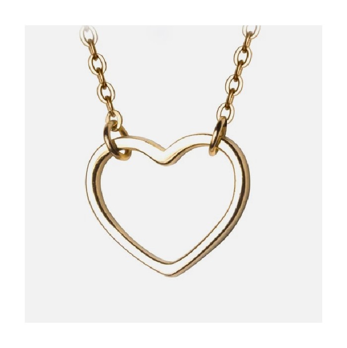 Gold color silver heart necklace