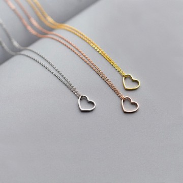 Heart pendant silver necklace 3 golds