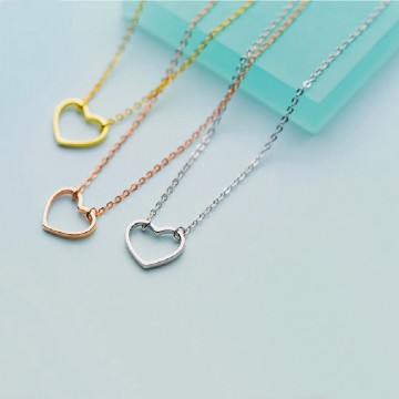 Heart pendant silver necklace 3 golds 2