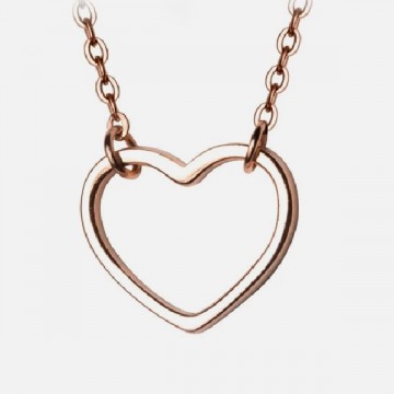 Rose gold color silver heart necklace