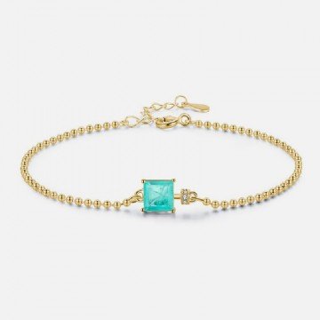 Silver bracelet with turquoise princess zircon gold color