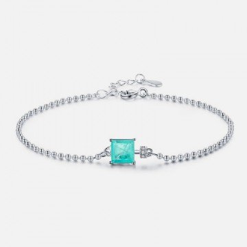 Silver bracelet with turquoise princess zirconia
