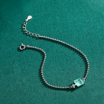 Bracelet en argent avec zircon princesse turquoise 1