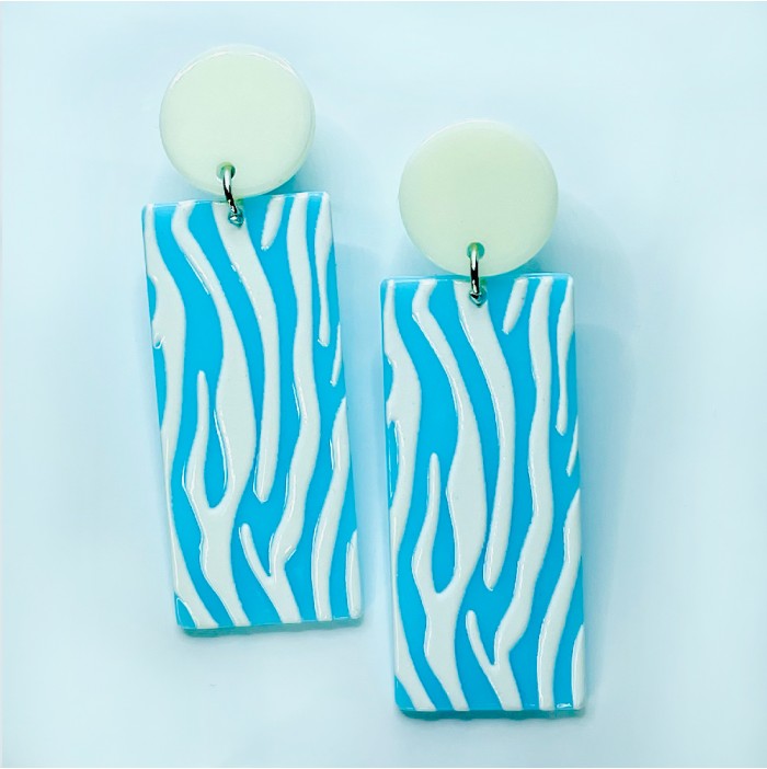 Blue zebra earrings