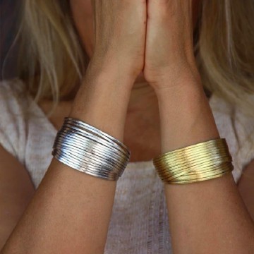 Gold leather multilayer cuff