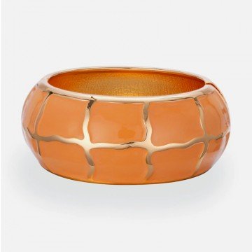 Bracelet grand jonc or émail orange
