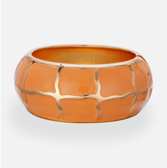 Bracelet grand jonc or émail orange