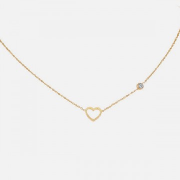 Gold heart and zircon necklace