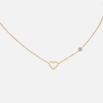 Gold heart and zircon necklace