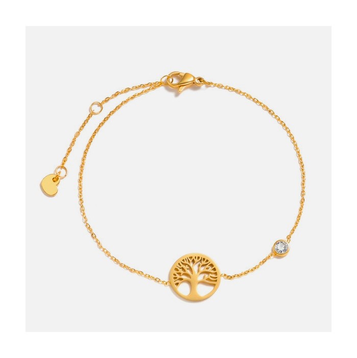 Gold tree of life and zircon bracelet