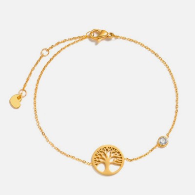 Gold tree of life and zircon bracelet