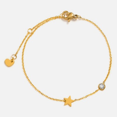 Gold star and zircon bracelet