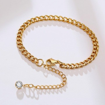 Golden chain bracelet and zircon