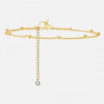 Bracciale a catena sottile con perline e zirconi dorati