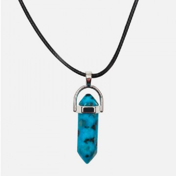 Collier amulette diopside bleue