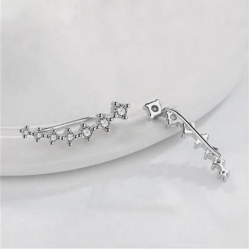 Silver rhinestone hook earrings