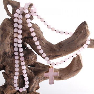 Rose Quartz Cross Necklace