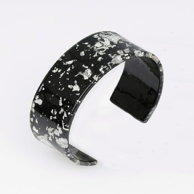 Black and silver resin cuff