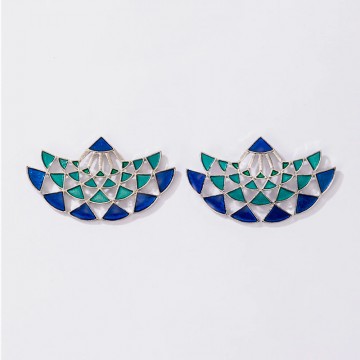 Blue enamel peacock earrings