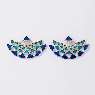 Blue enamel peacock earrings
