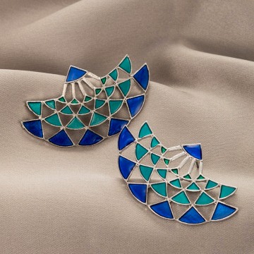 Blue enamel peacock earrings 1