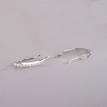 Silver zirconia 2 lines pin earrings