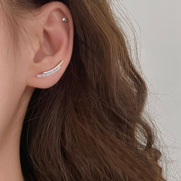 Silver zirconia 2 lines pin earrings 2