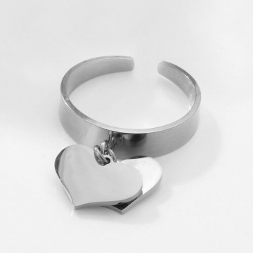 Silver ring with 2 united hearts pendants