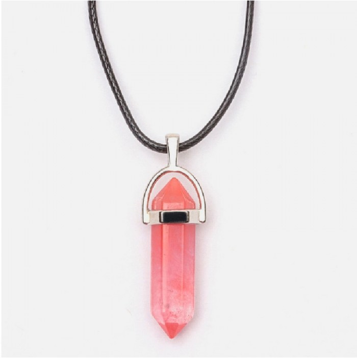 Pink tourmaline amulet necklace