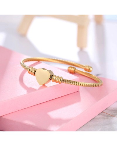 Golden braided steel heart bracelet 1