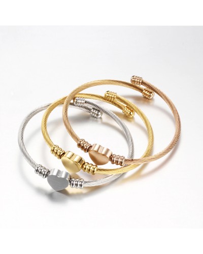Rose gold braided steel heart bracelet 1