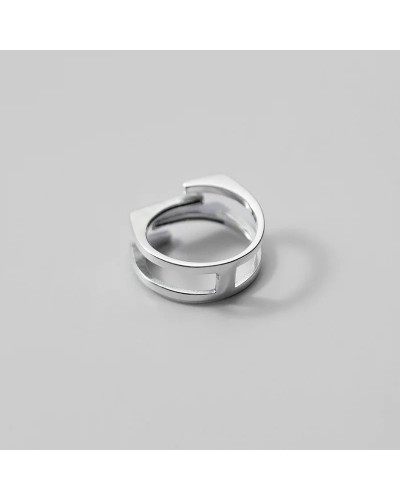 Silver black zirconia multi-row geometric ring