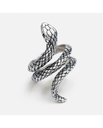 Anello serpente argento con zirconi rubino