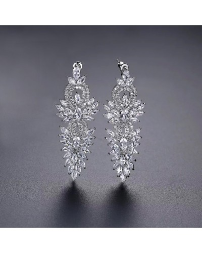 Silver rhinestone dangling earrings