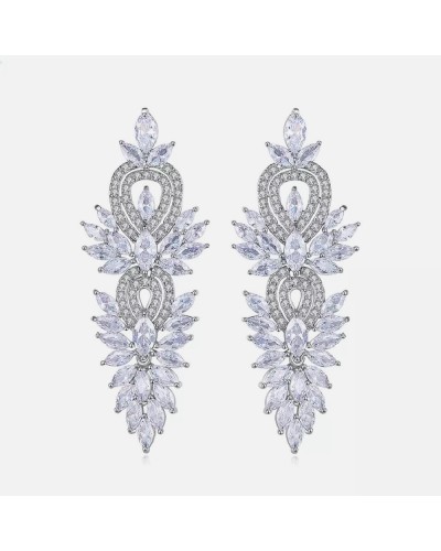 Silver rhinestone dangling earrings