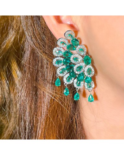 Boucles d'oreilles pendants de strass turquoise