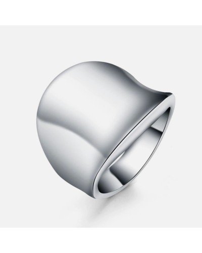 Large silver curved bangle ring