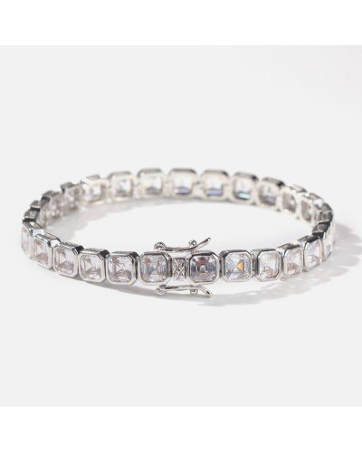 Silver bracelet with large cubic zirconia