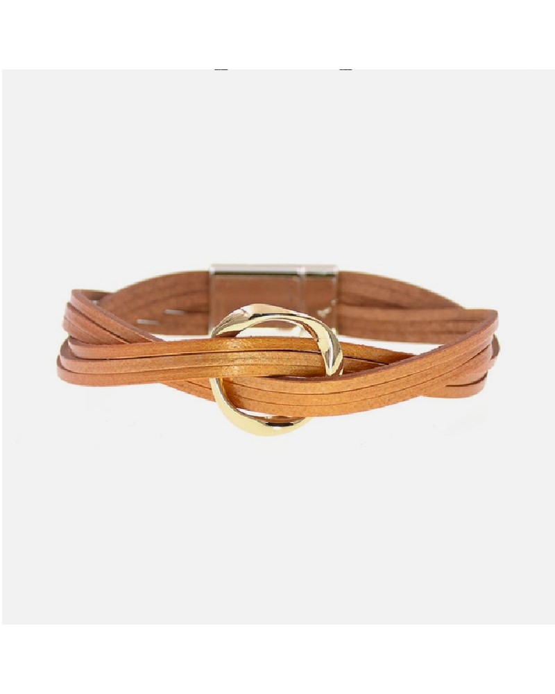 Iridescent camel multilayer leather strap