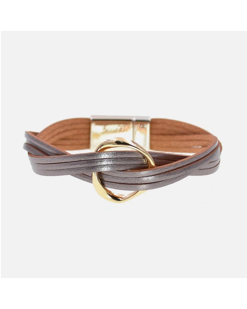 Platinium multilayer leather strap