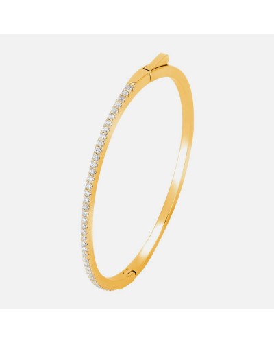 Yellow gold plated silver bangle with moissanite