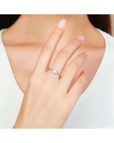 Silver Ring with Cubic Zirconia Solitaire