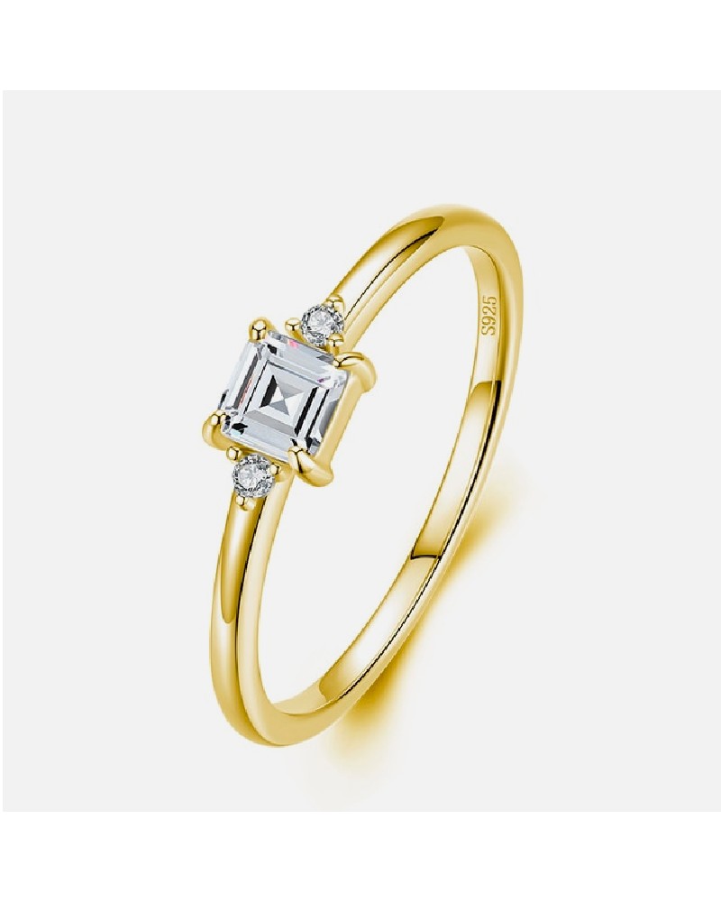 Gold Ring with Cubic Zirconia Solitaire
