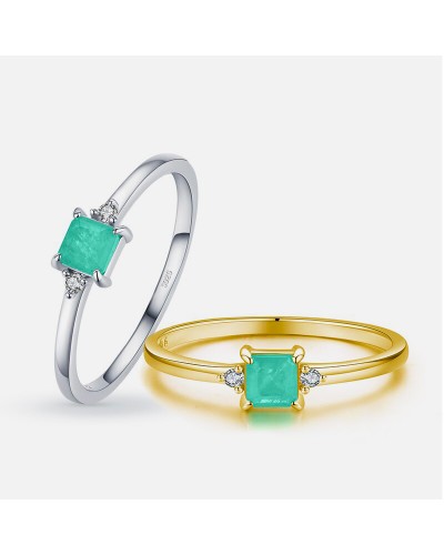 Silver Ring with Cubic paraiba tourmaline Solitaire